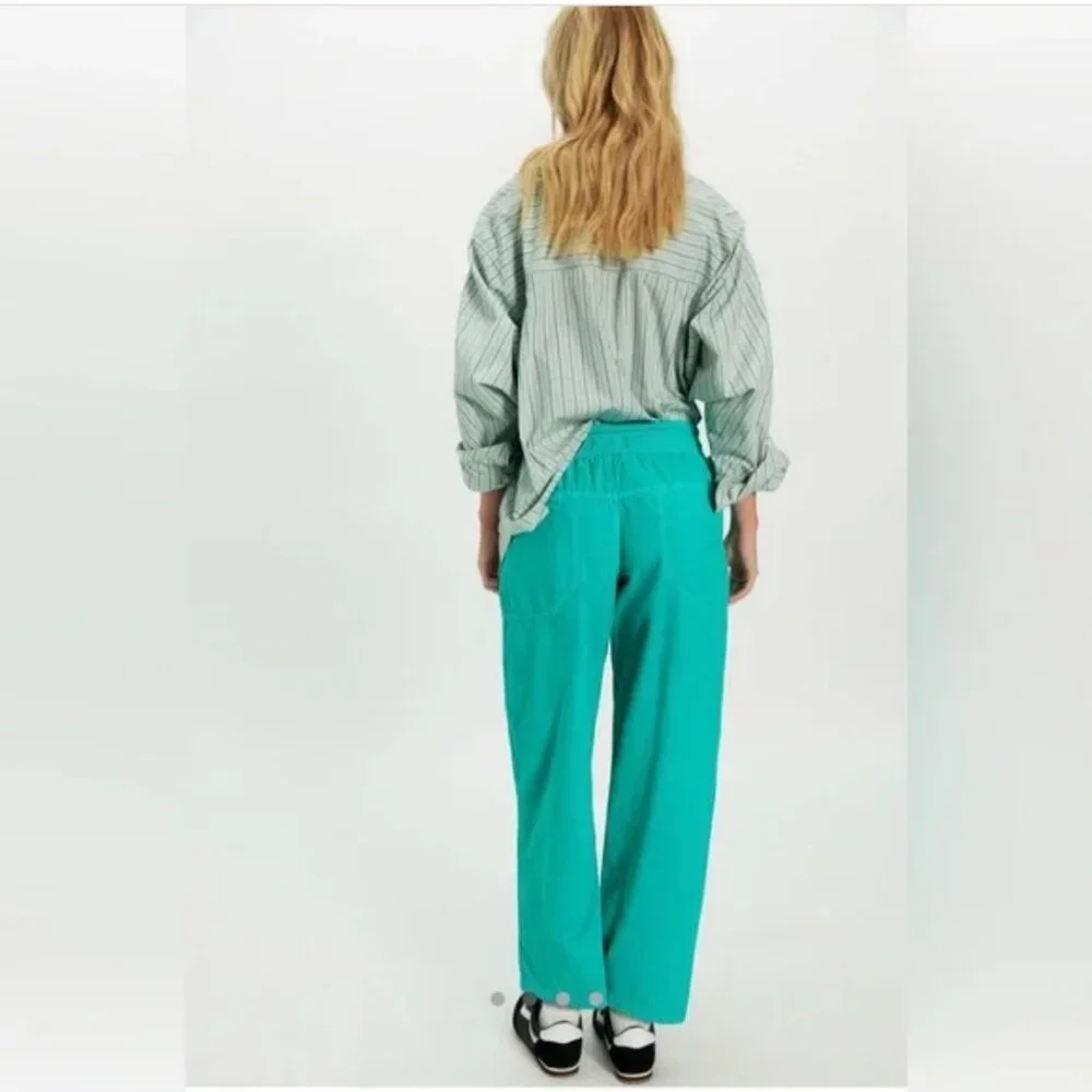 NWT Free People Easy Peasy Pull-On Corduroy Pants Size XS in Turquoise (Ceramic) - Picture 3 of 9